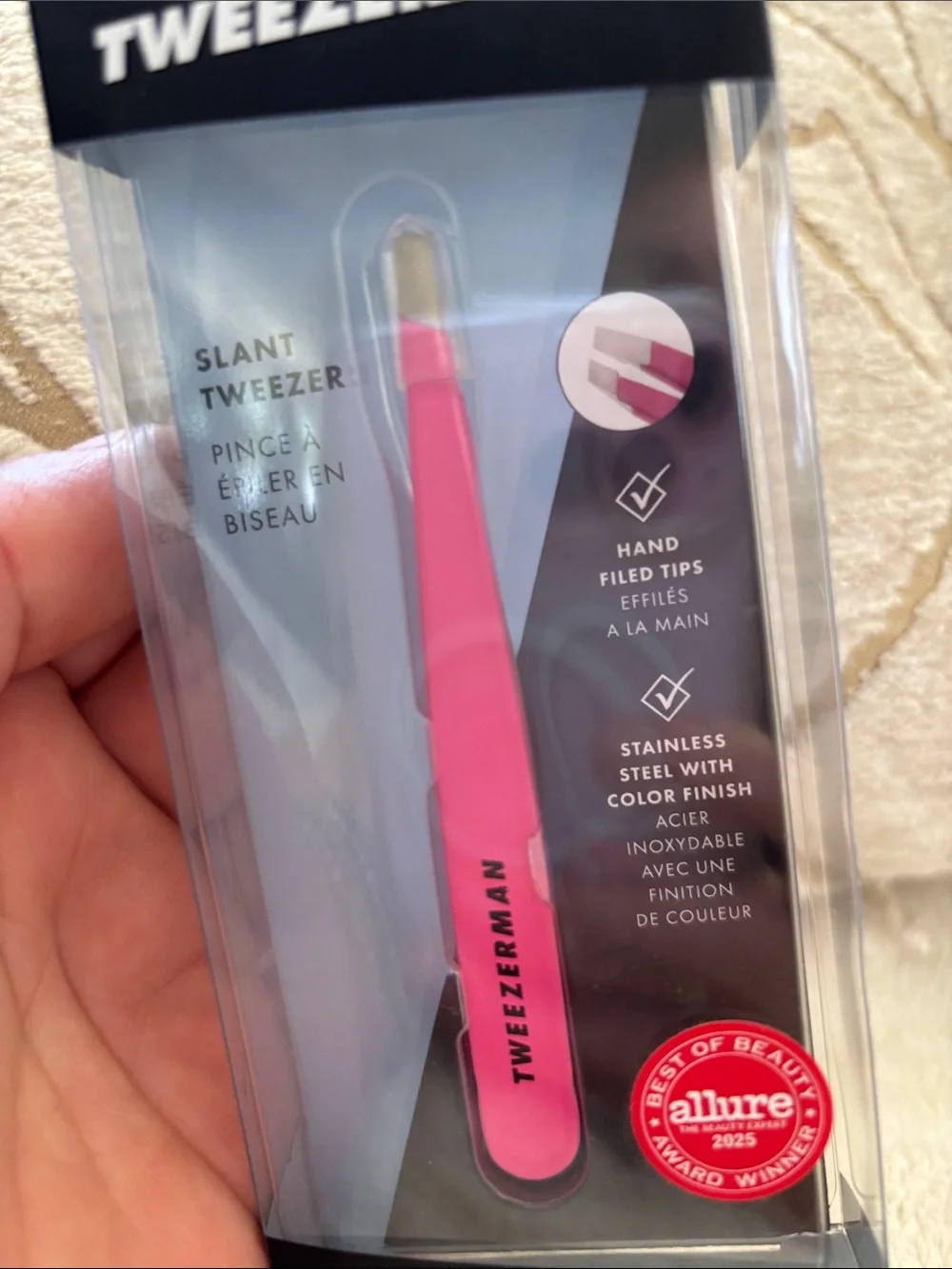 2 Pair NIB Tweezerman Slant Tweezer in Bright Pink